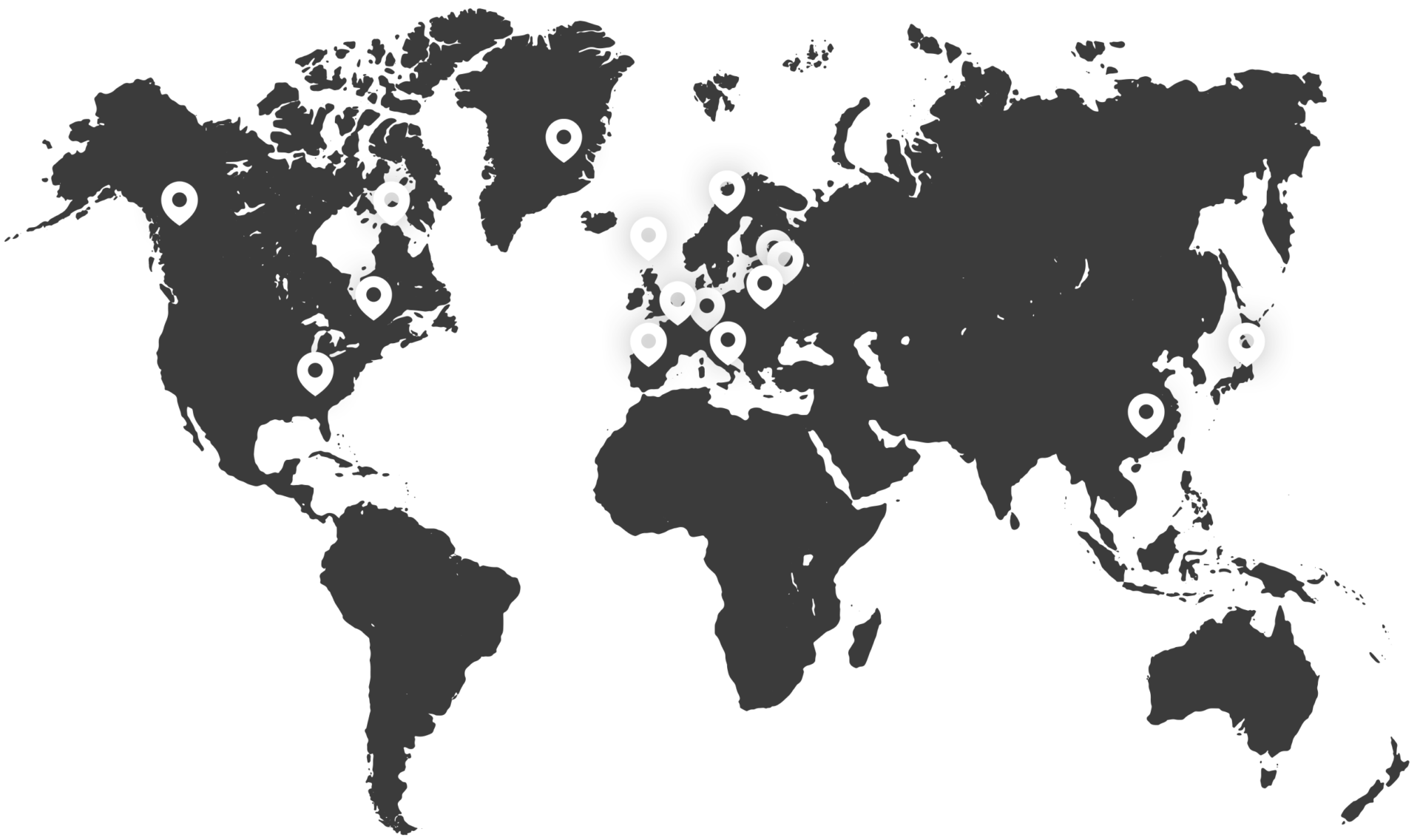 Weltkarte mit den Standorten unserer Arbeiten